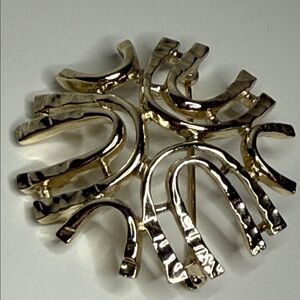 Vintage Gold tone Horseshoe double U brutalist Sarah Cov Brooch pin Sea Sprite